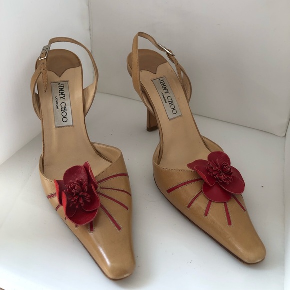 Jimmy Choo Shoes - Jimmy Choo nude heels with accent flower